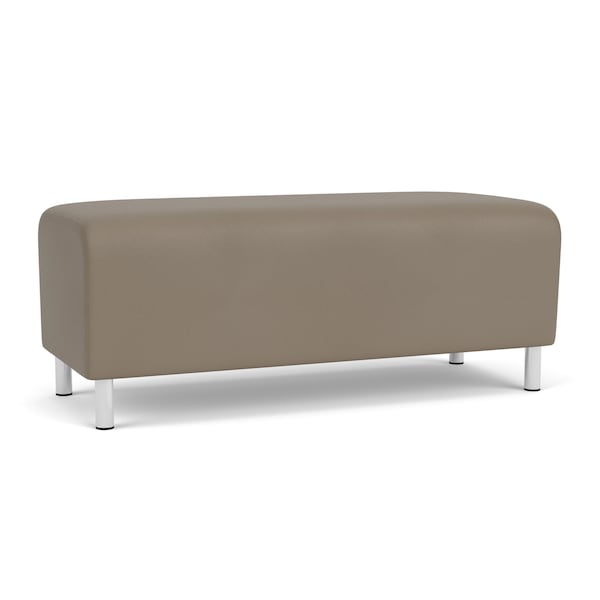 Lesro Siena Lounge Reception Loveseat Bench, Brushed Steel, MD Farro Upholstery SN6001 - main